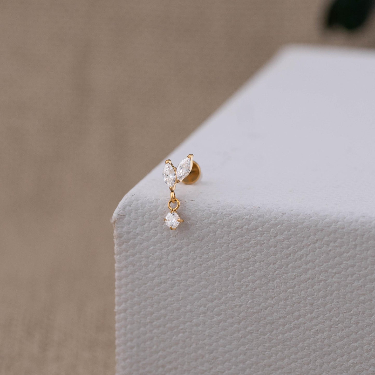 Tiny CZ helix flat back earrings