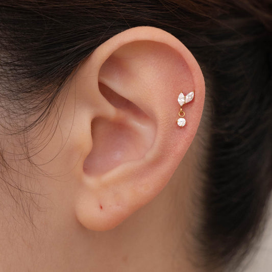 Tiny CZ helix flat back earrings