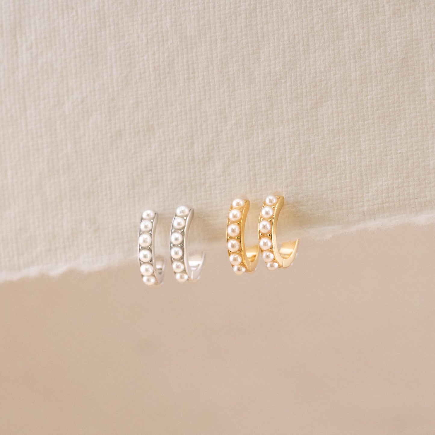 Pearl huggie earrings