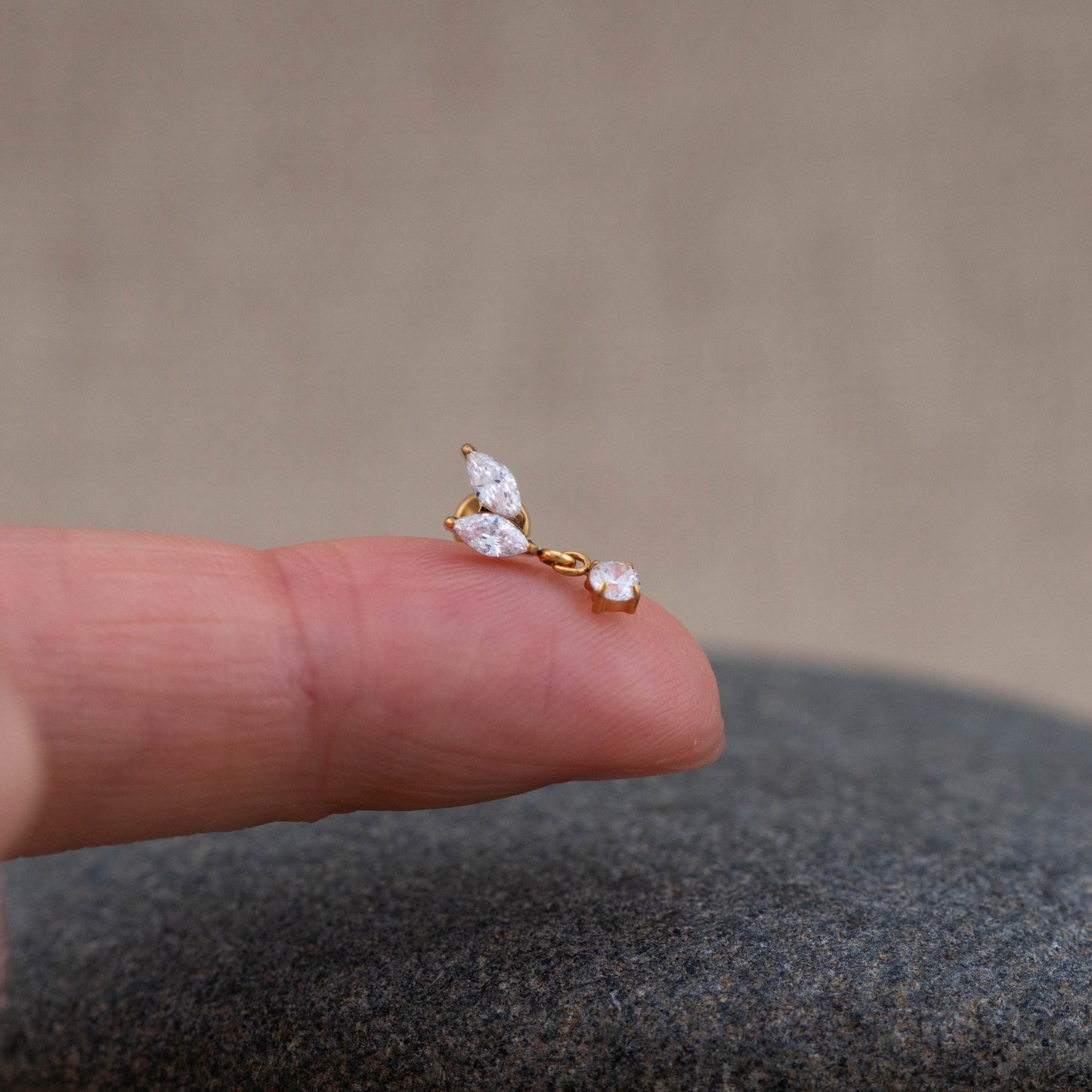 Tiny CZ helix flat back earrings