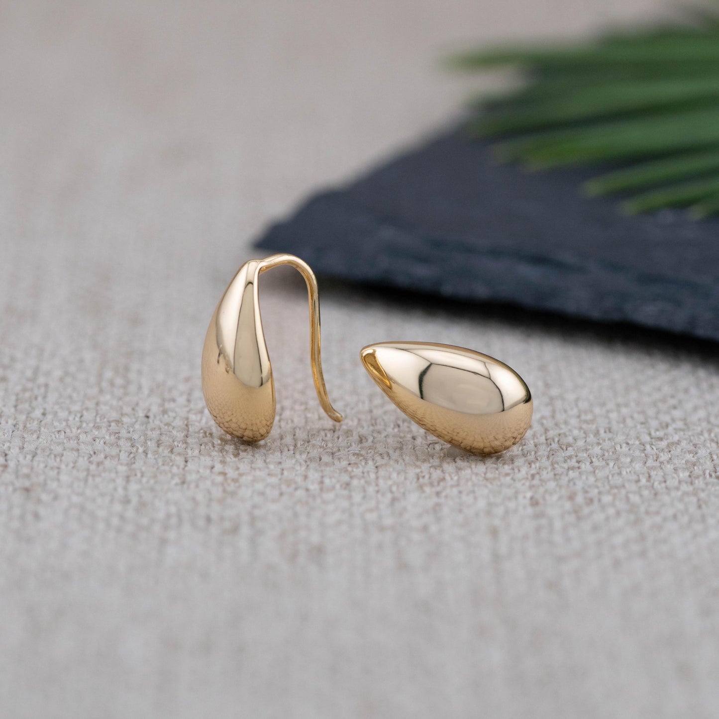 Gold tear drop hook earrings, chunky 14K gold filled minimal everyday earrings, best gift for friend under 30, lightweight tarnish free