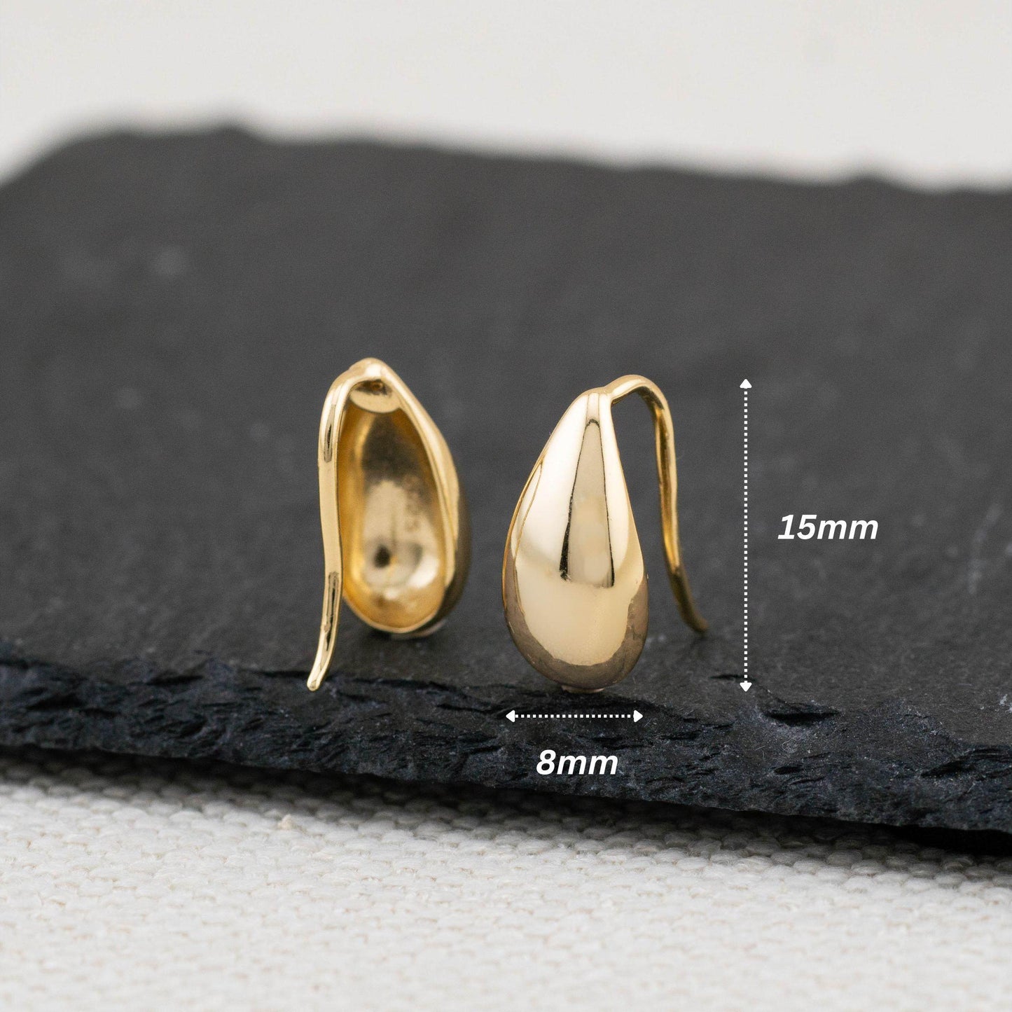 Gold tear drop hook earrings, chunky 14K gold filled minimal everyday earrings, best gift for friend under 30, lightweight tarnish free