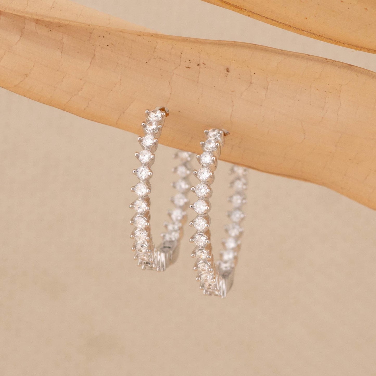 Pave diamonds 15mm hoops