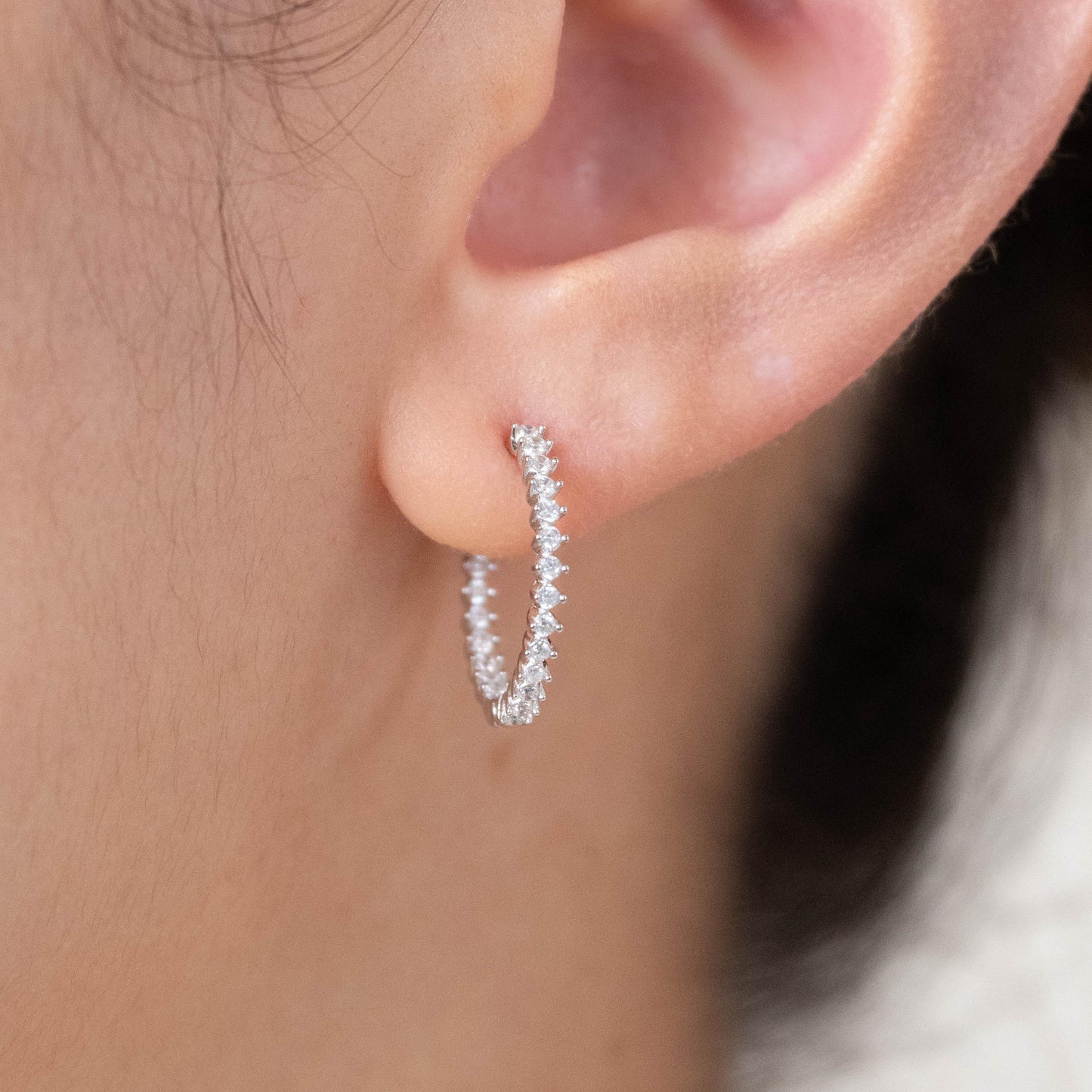 Pave diamonds 15mm hoops