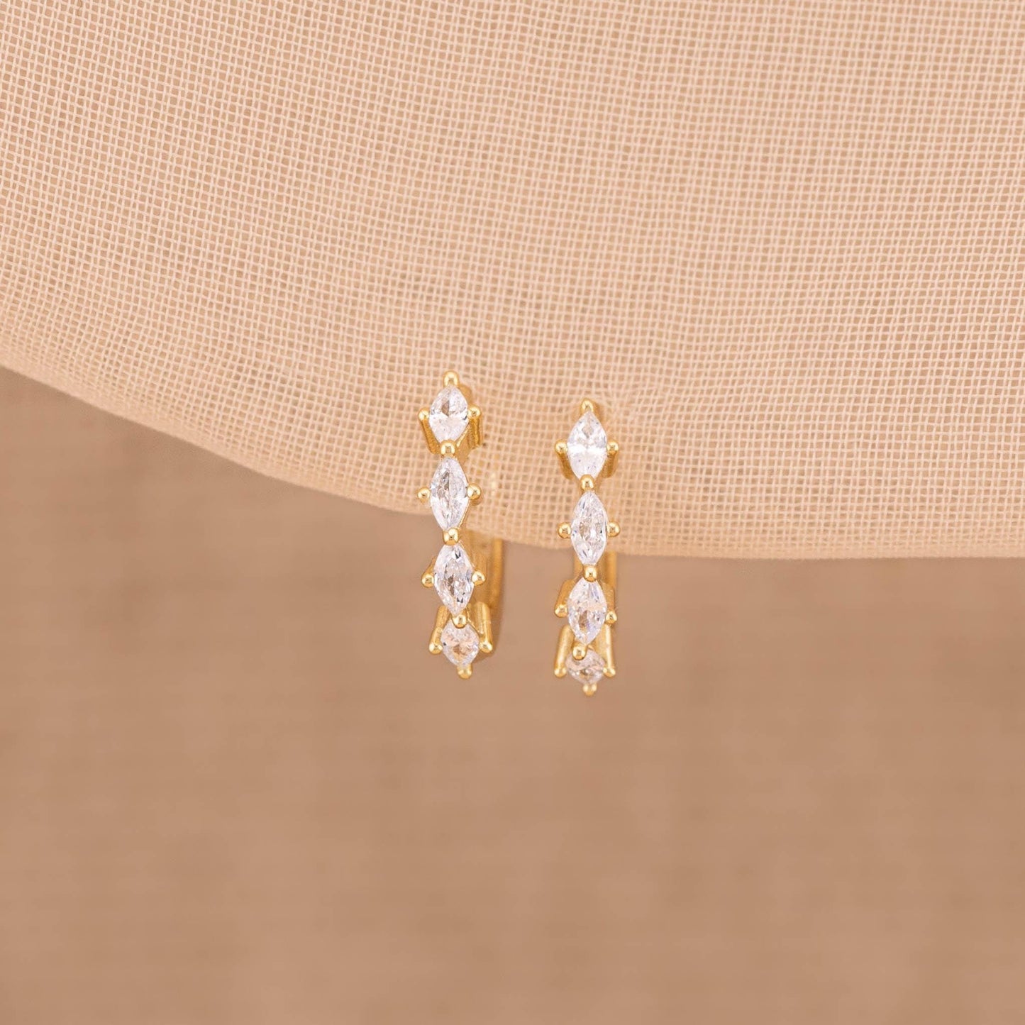 Diamond huggie hoop earrings