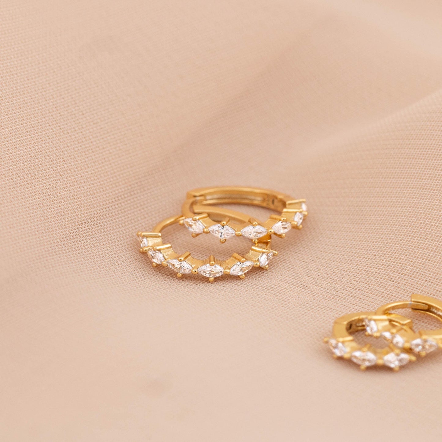 Diamond huggie hoop earrings, 14K Gold CZ cartilage hoop, 6mm, 8mm, 10mm hoop, girlfriend gift unique jewelry