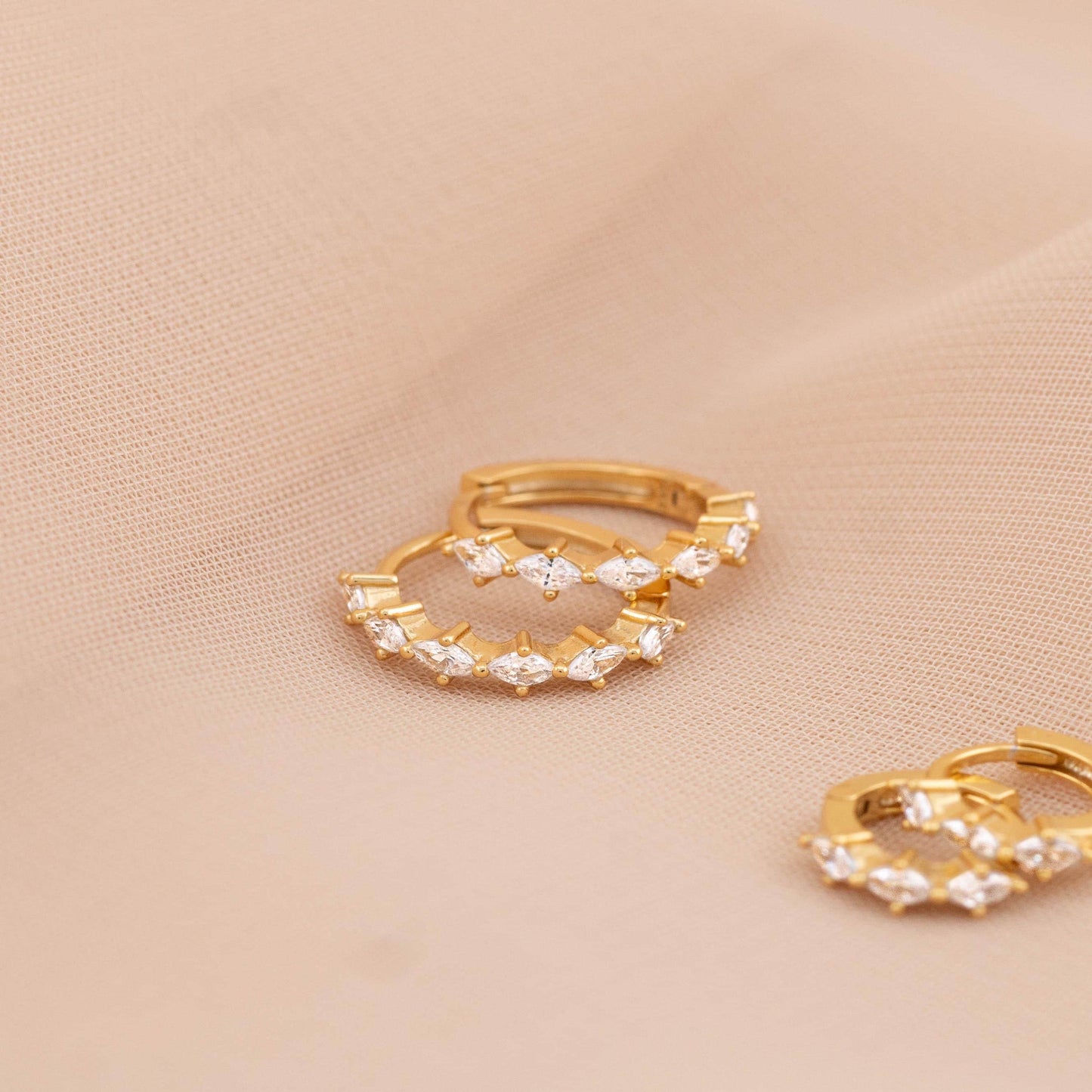 Diamond huggie hoop earrings