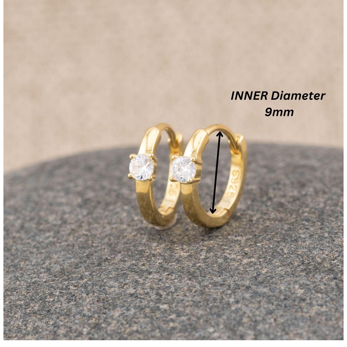 Diamond CZ huggie hoops