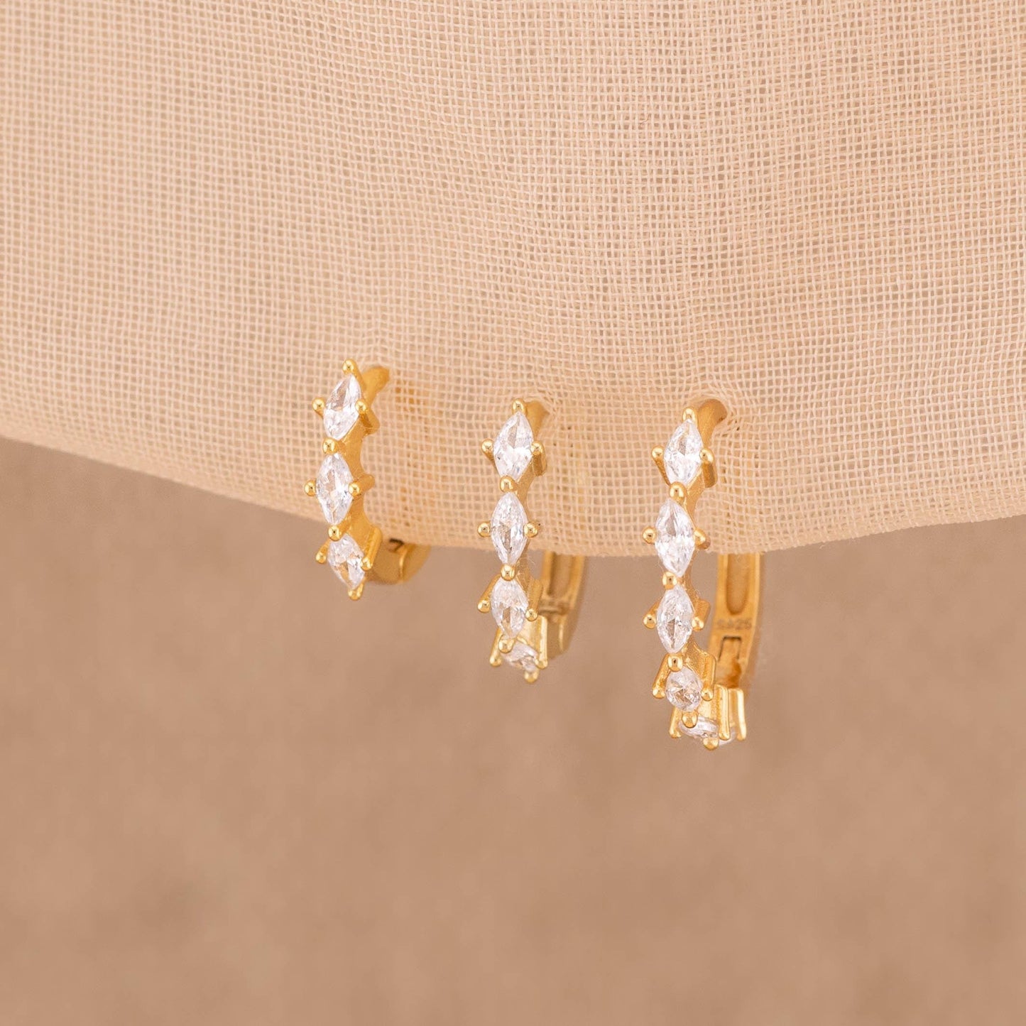 Diamond huggie hoop earrings