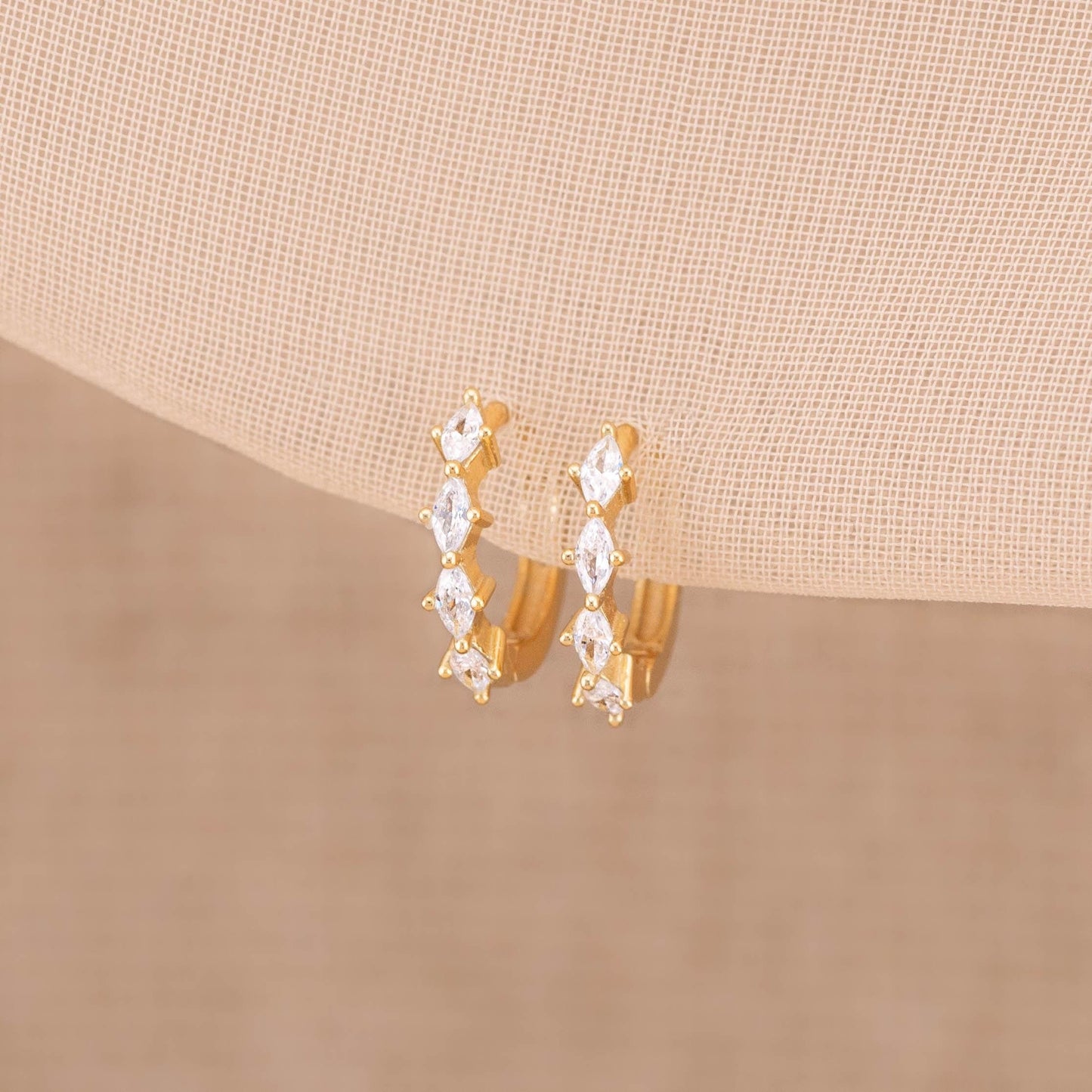 Diamond huggie hoop earrings, 14K Gold CZ cartilage hoop, 6mm, 8mm, 10mm hoop, girlfriend gift unique jewelry