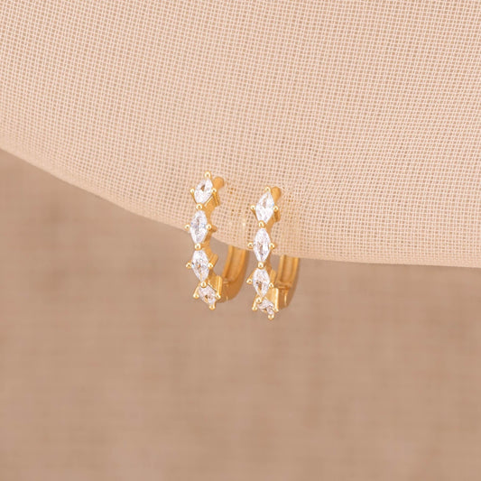 Diamond huggie hoop earrings, 14K Gold CZ cartilage hoop, 6mm, 8mm, 10mm hoop, girlfriend gift unique jewelry