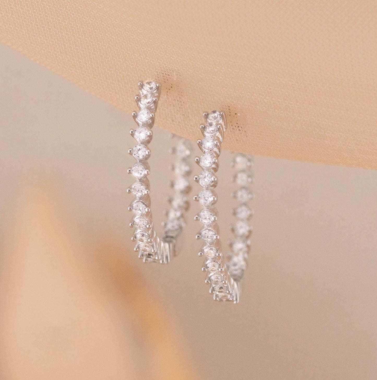 Pave diamonds 15mm hoops