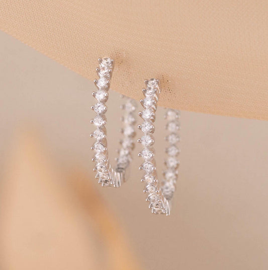 Pave diamonds hoops cz