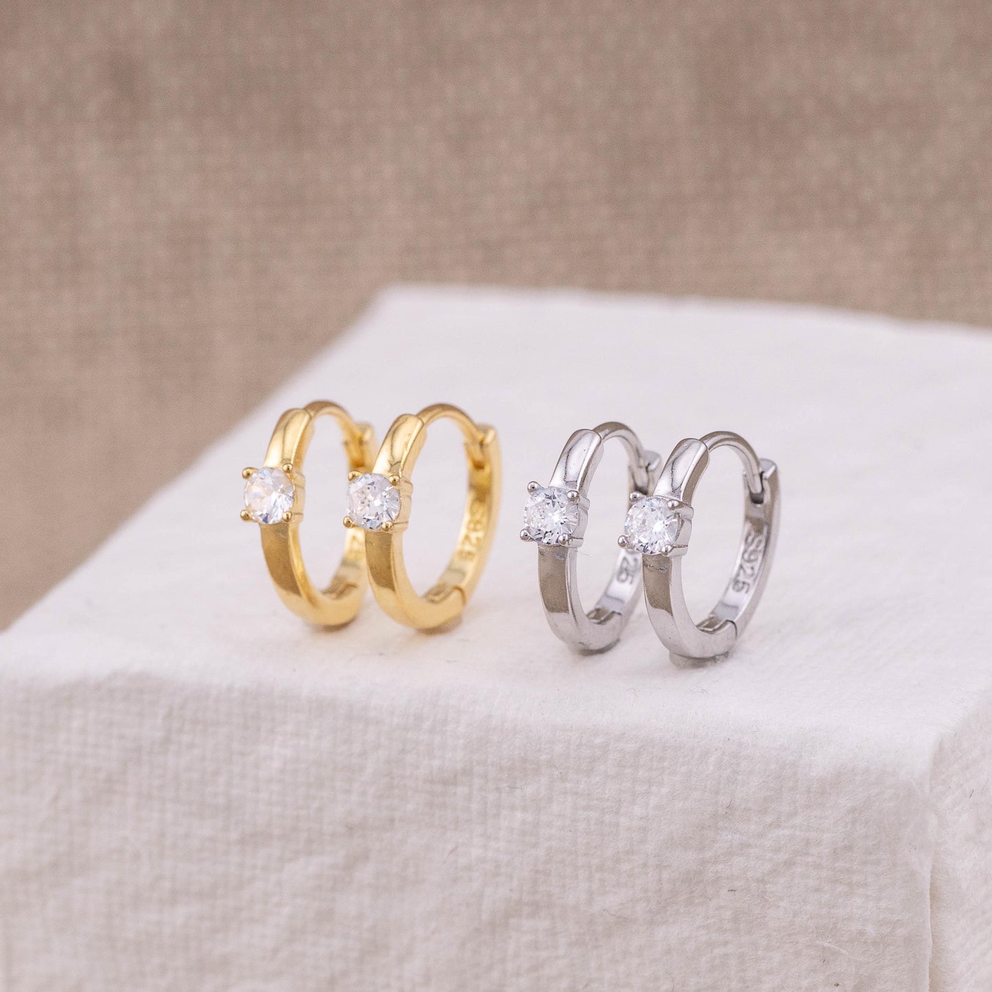 Diamond CZ huggie hoops