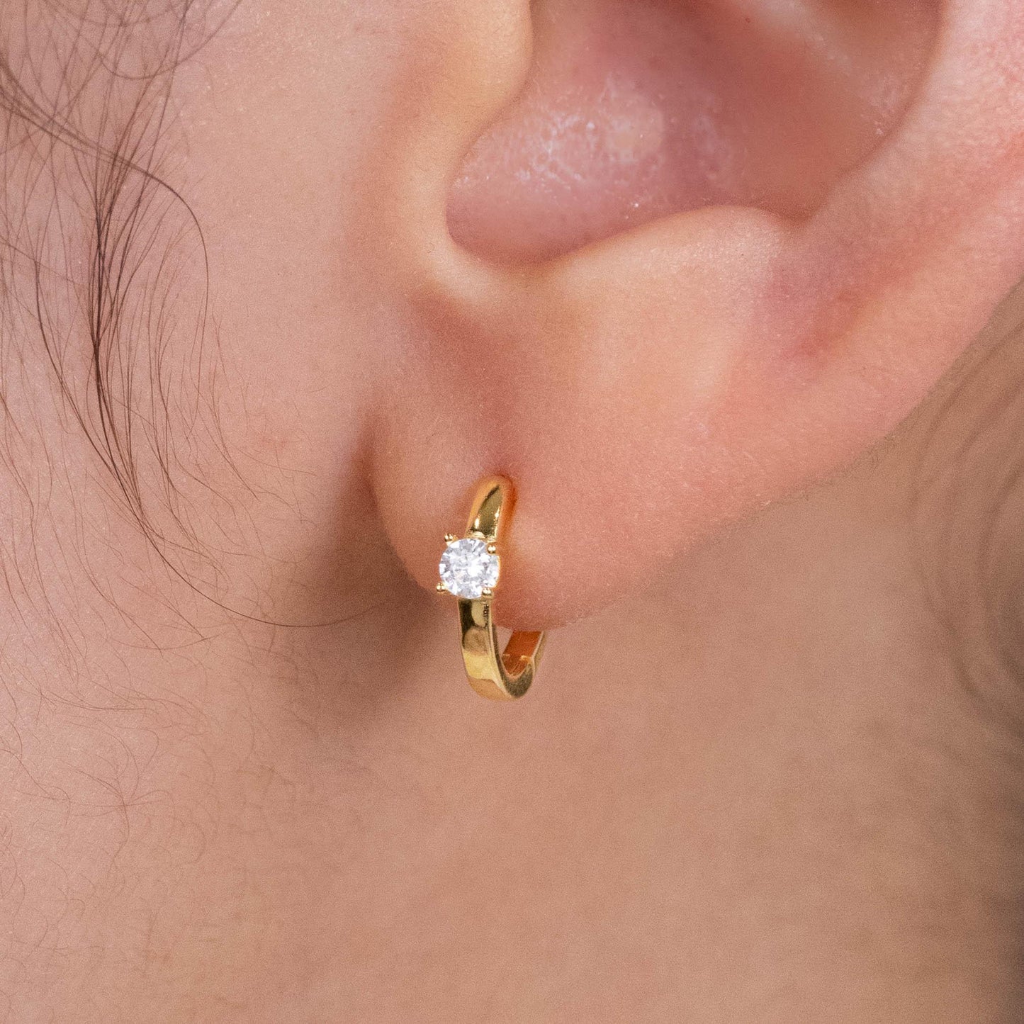 Diamond CZ huggie hoops