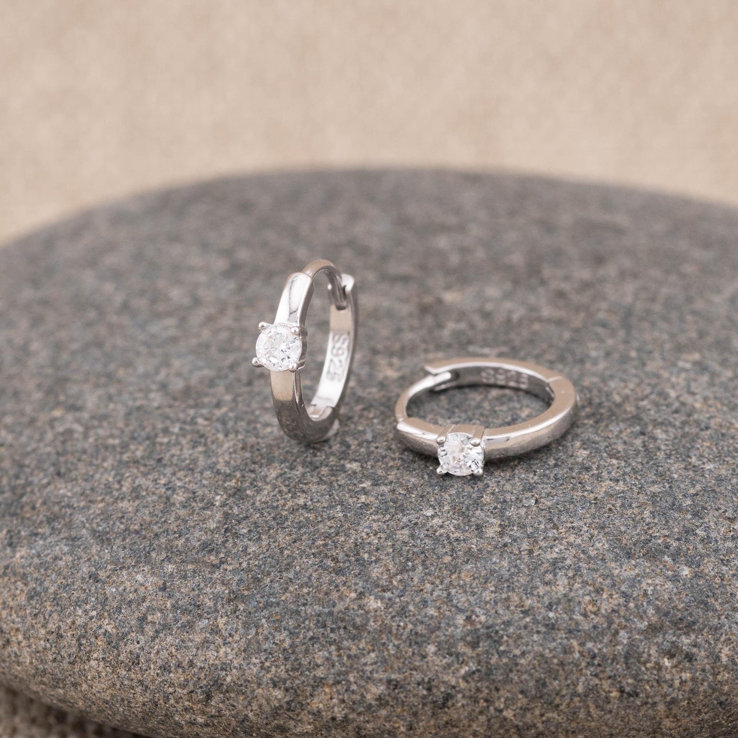 Diamond CZ huggie hoops