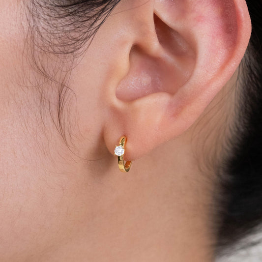 Diamond CZ huggie hoops