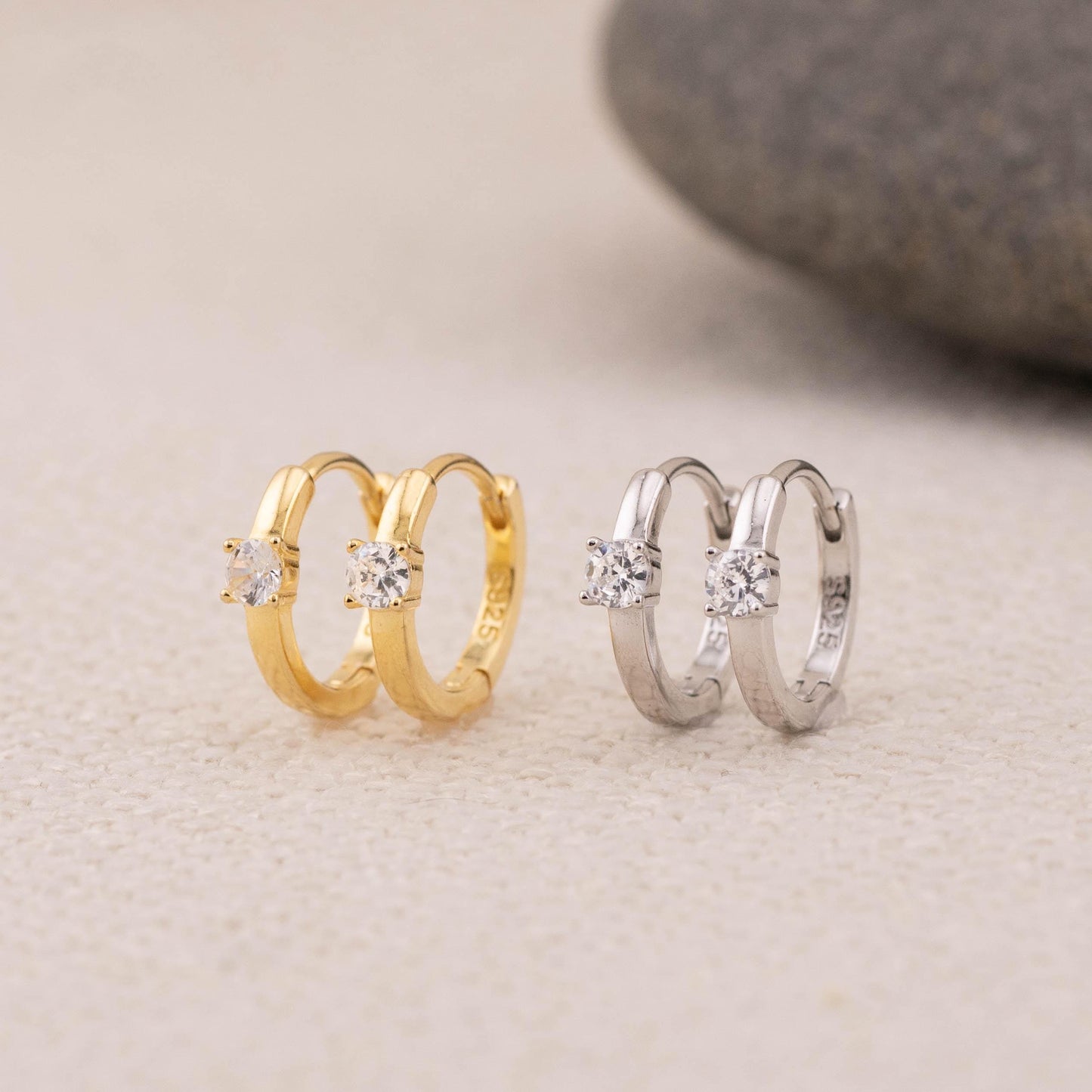 Diamond CZ huggie hoops