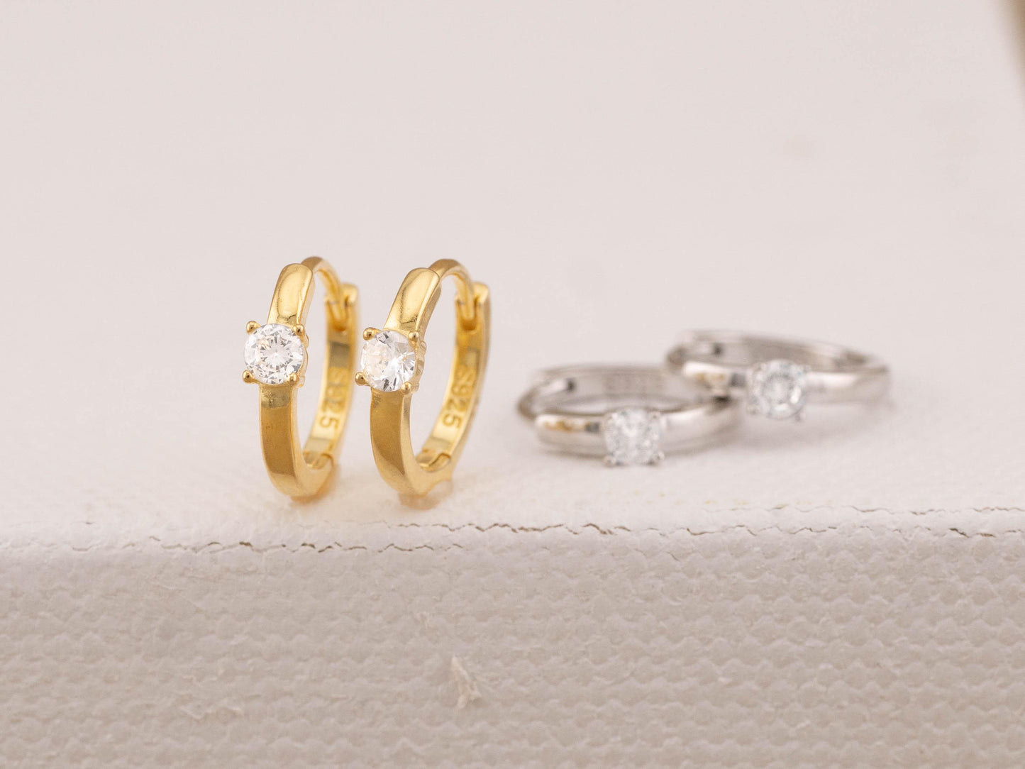 Diamond CZ huggie hoops