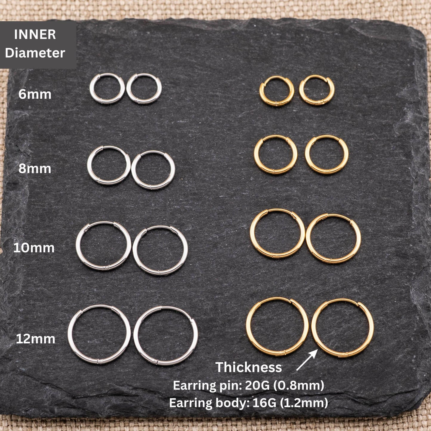 Tiny cartilage huggy set 2 or 3 pairs hoop