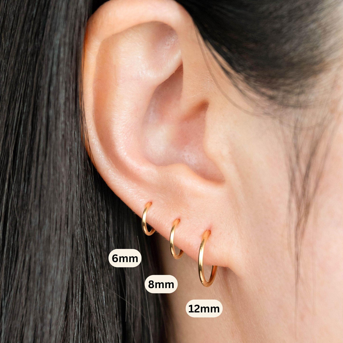 Tiny cartilage huggy set 2 or 3 pairs hoop