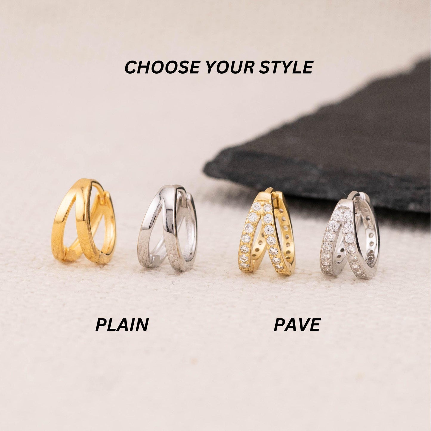 Small double huggie hoop