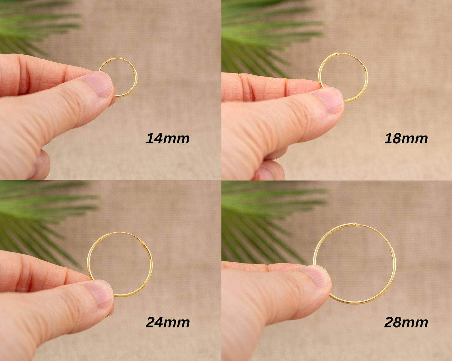 Gold filled thin hoop set of 2 or 3 pairs