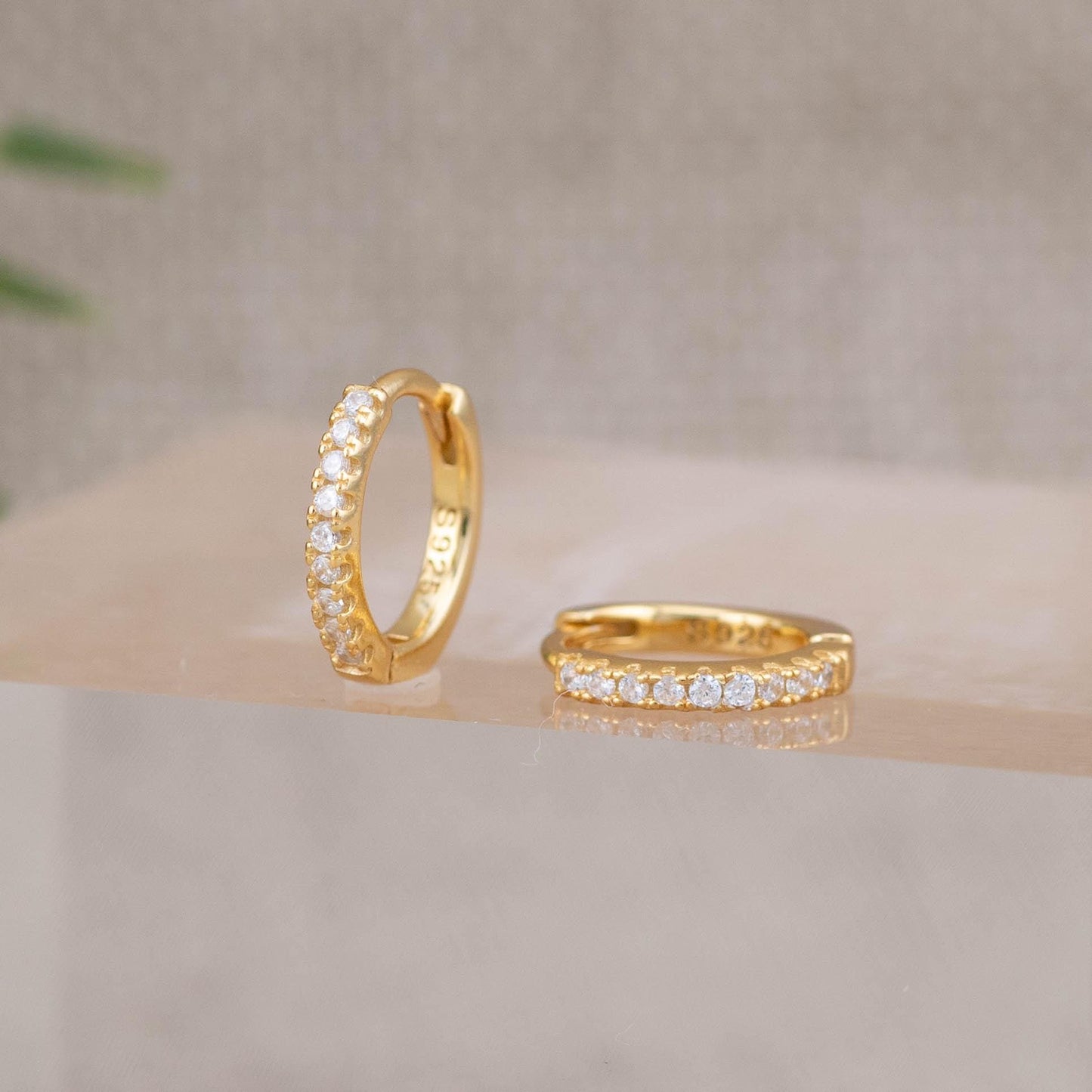 2 or 3 pairs Diamond Huggie Hoop set