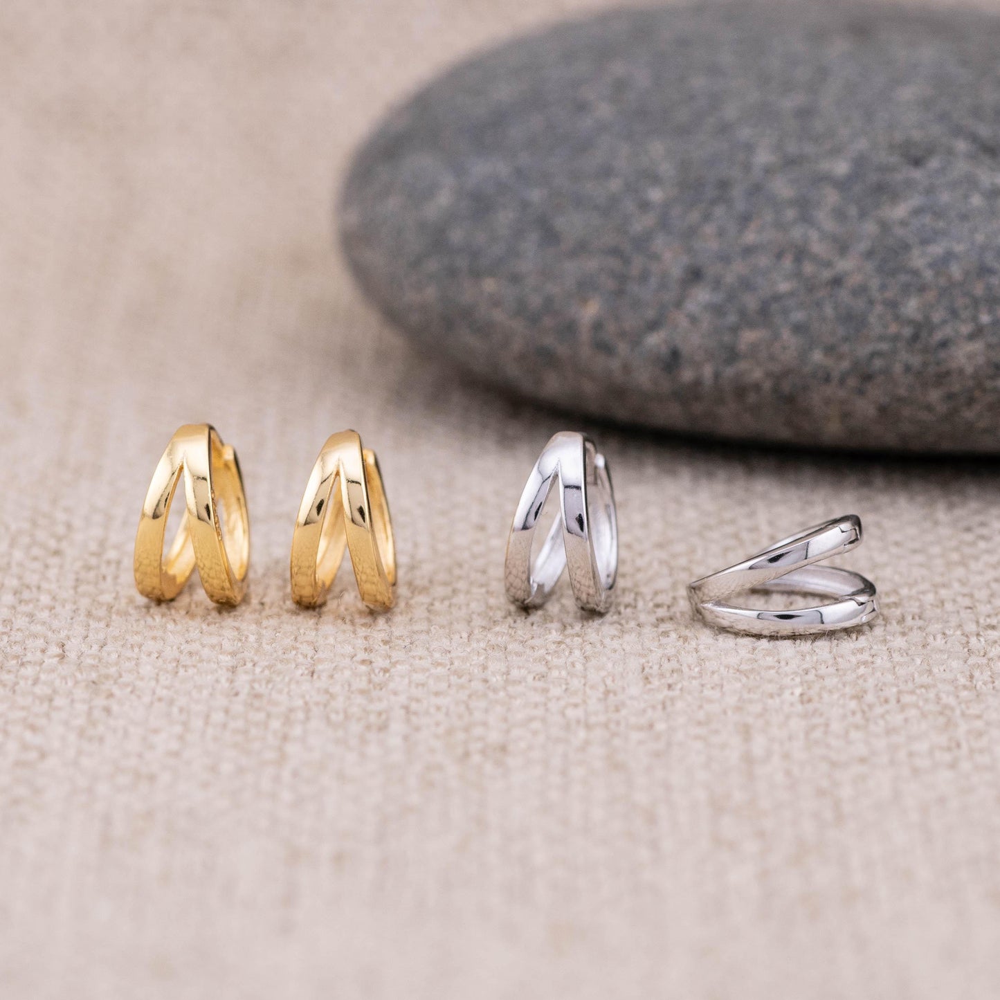 Small double huggie hoop