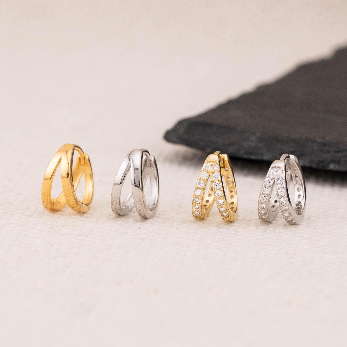 Small double huggie hoop