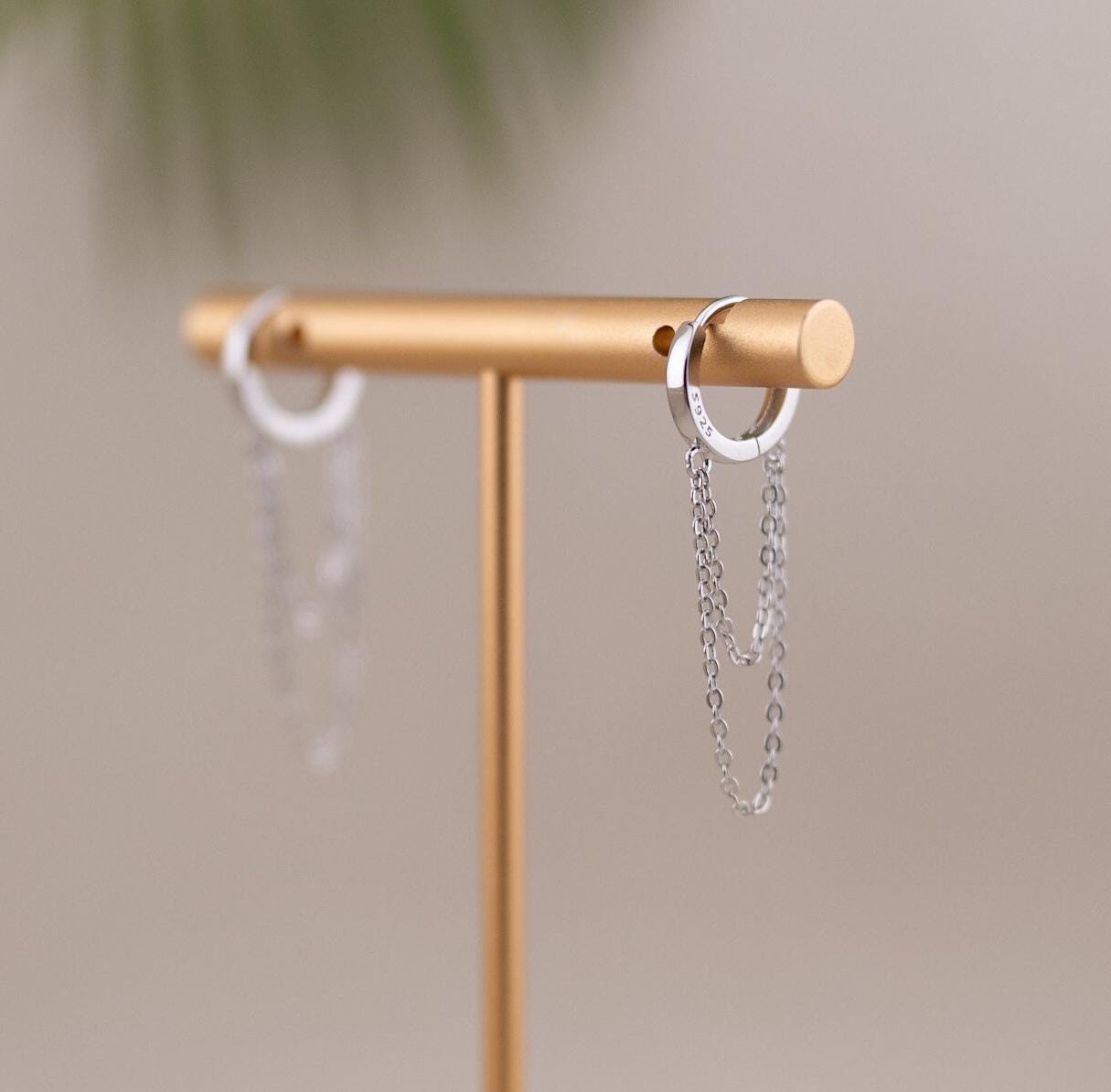 Small huggie hoop chain earrings