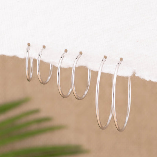 Thin hoop set of 2 or 3 pairs