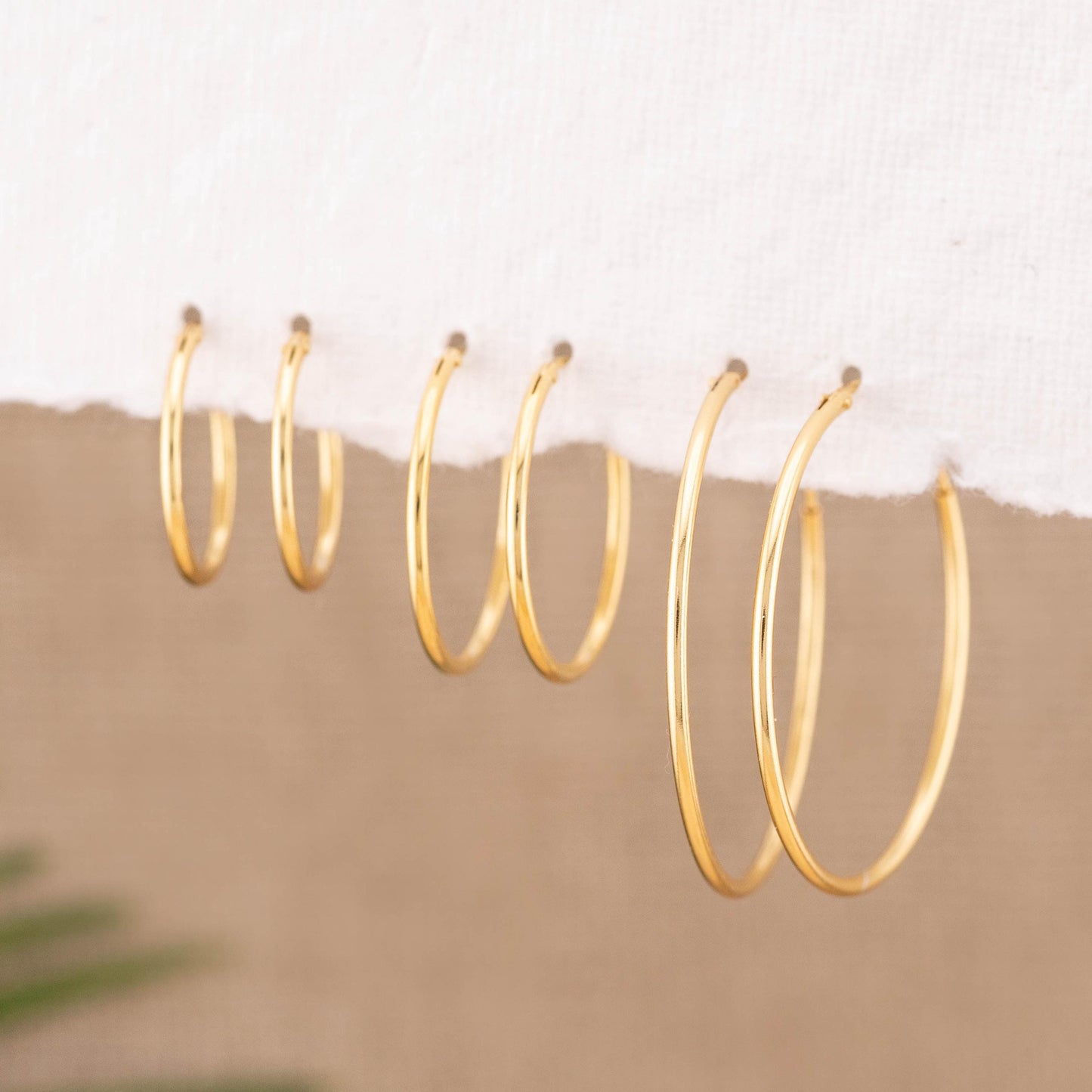 Gold filled thin hoop set of 2 or 3 pairs
