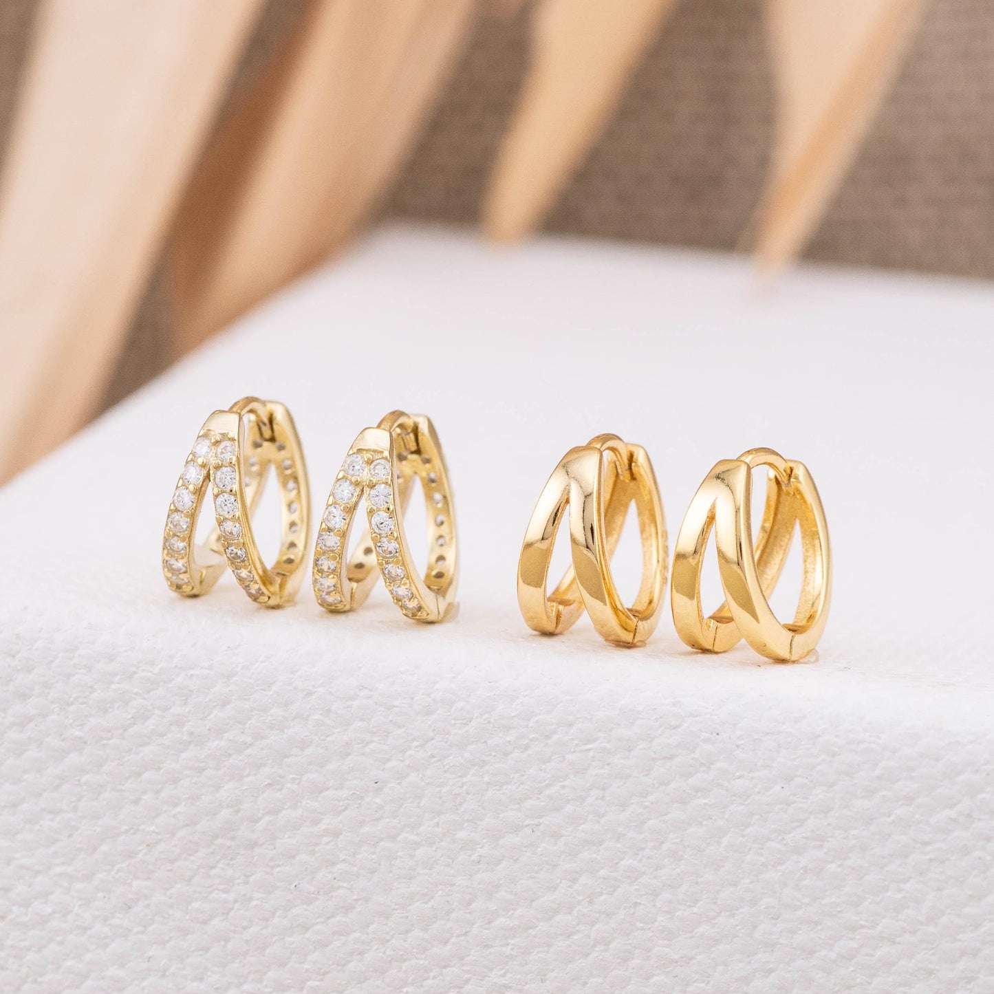 Tiny double Hoop Earrings