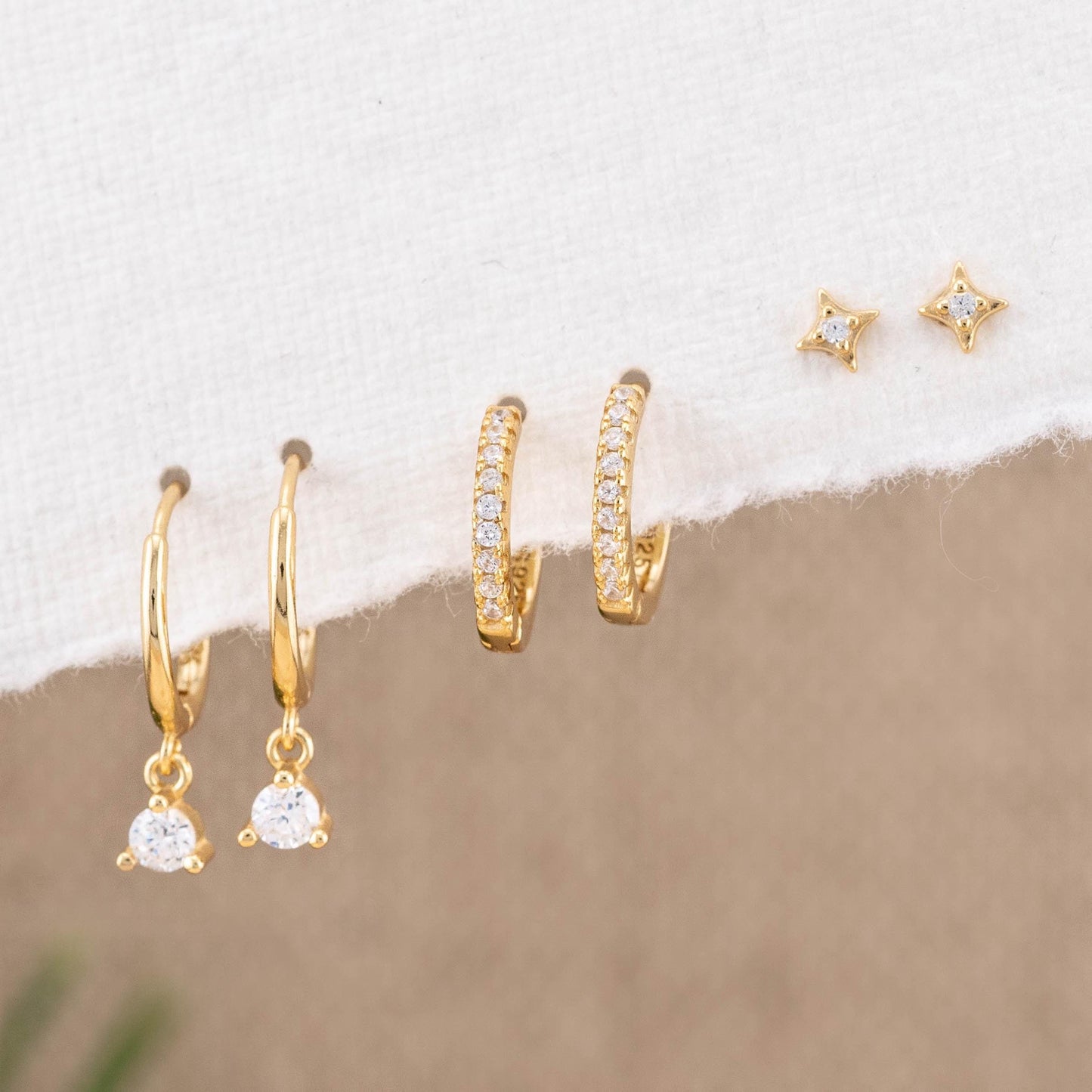 2 or 3 pairs Diamond Huggie Hoop set