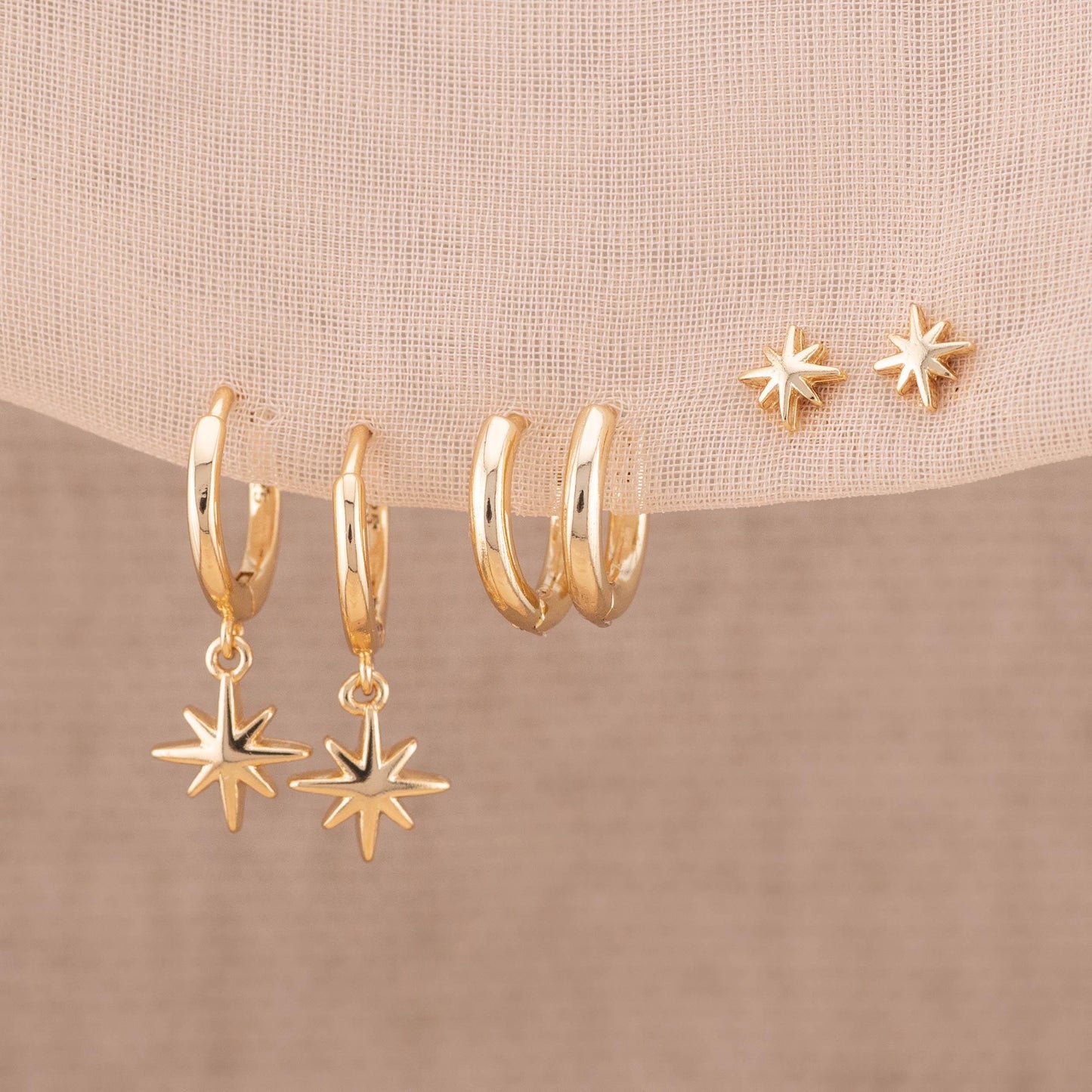 Celestial huggie hoop earrings set