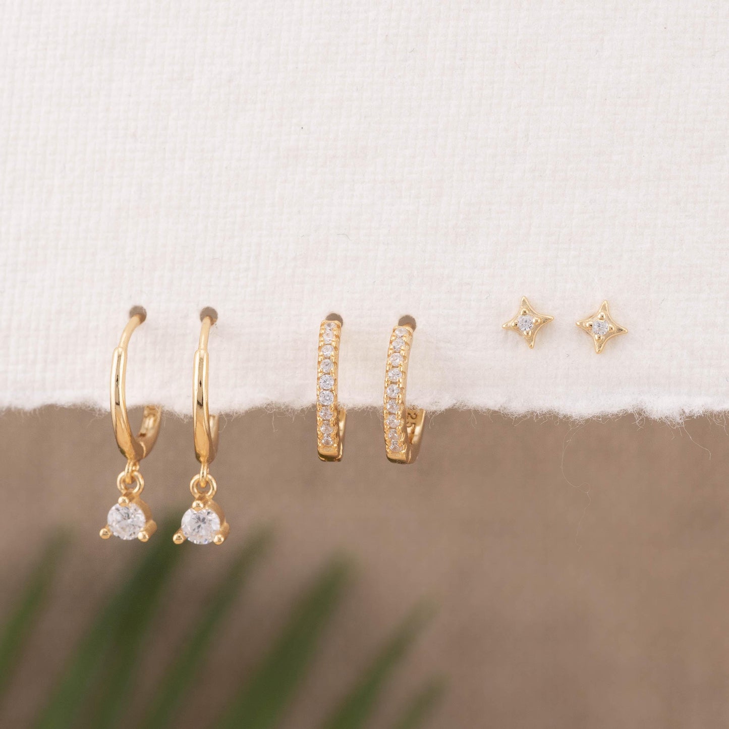 2 or 3 pairs Diamond Huggie Hoop gift set