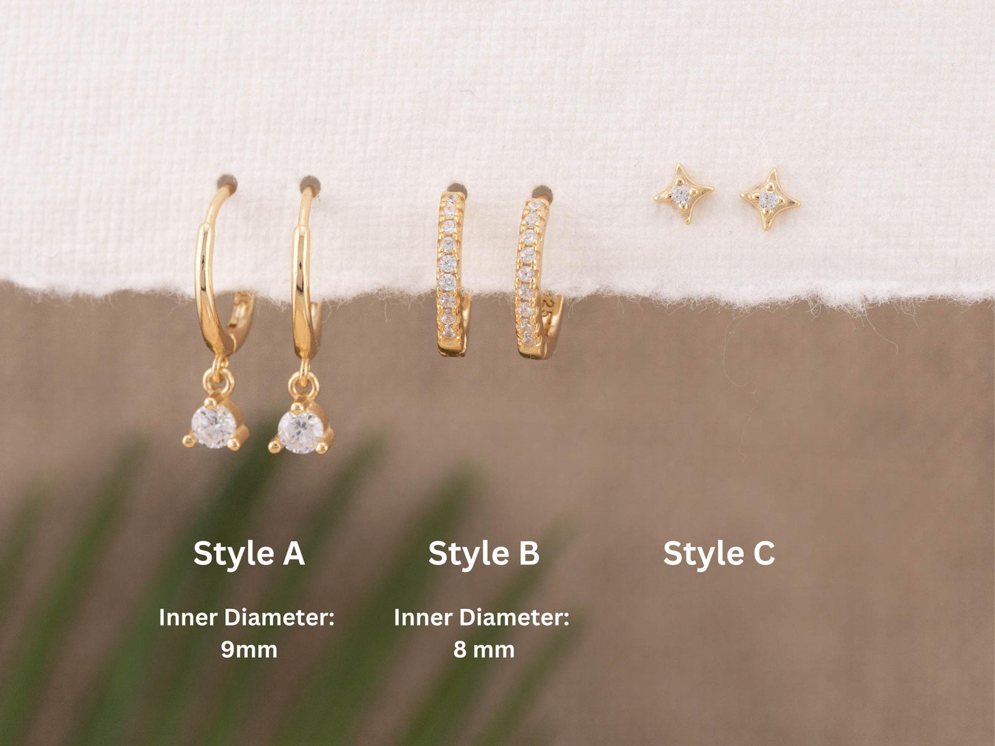 2 or 3 pairs Diamond Huggie Hoop set