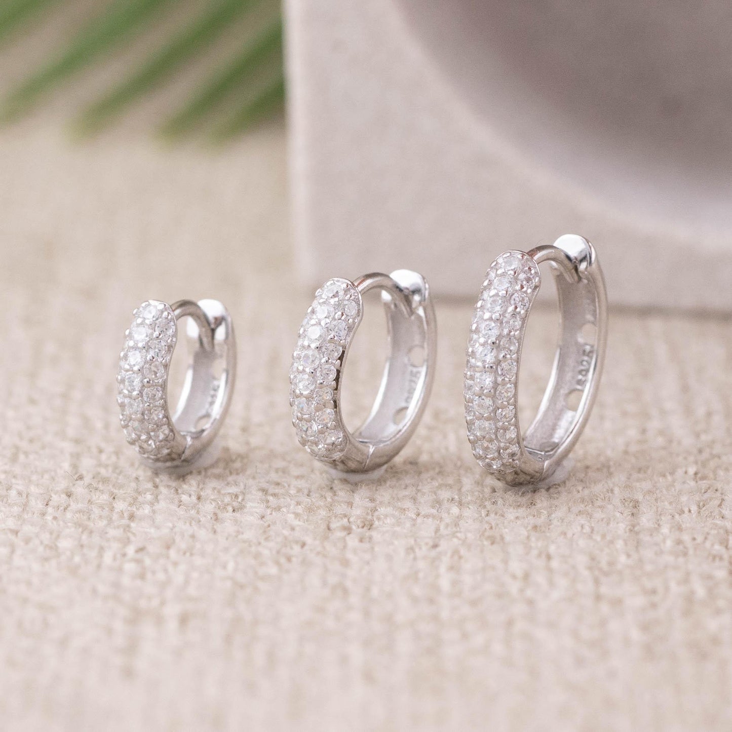 Thick pave small huggie hoops