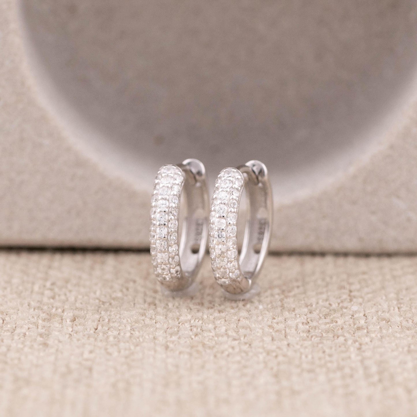 Thick pave small huggie hoops