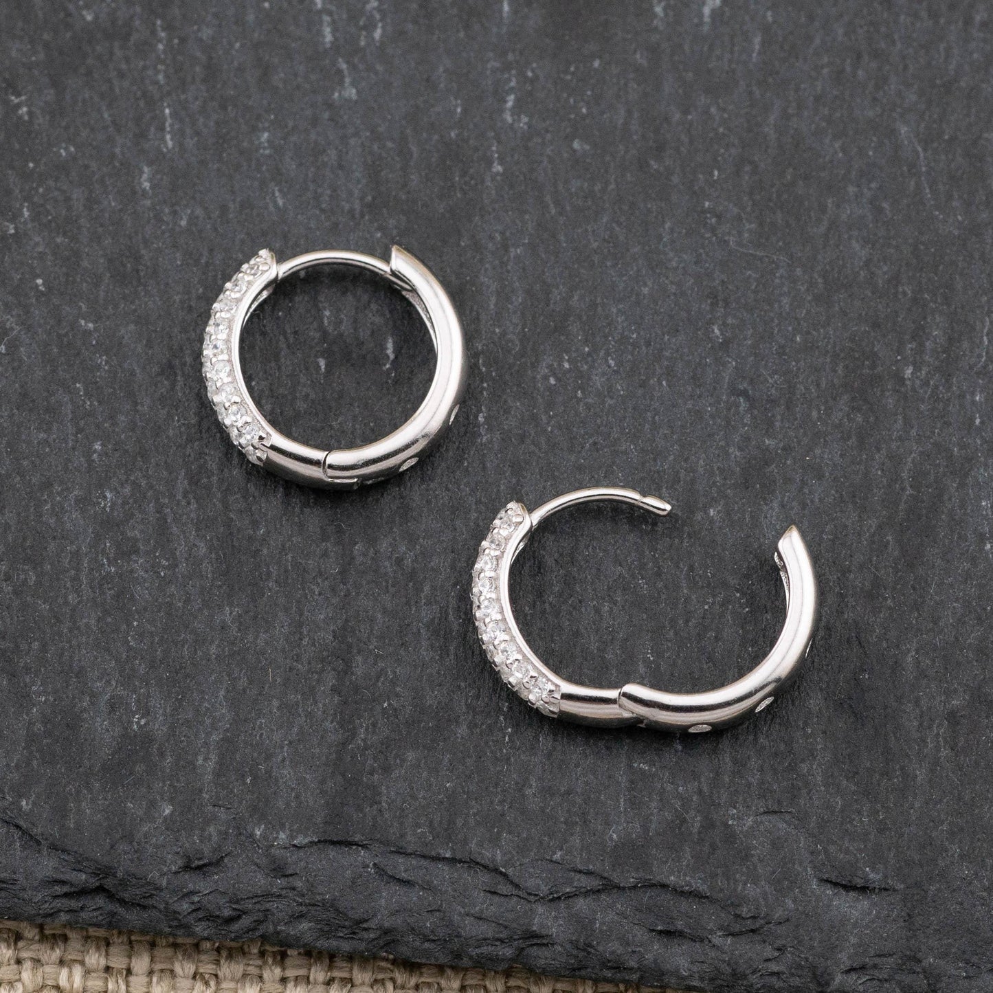 Thick pave small huggie hoops