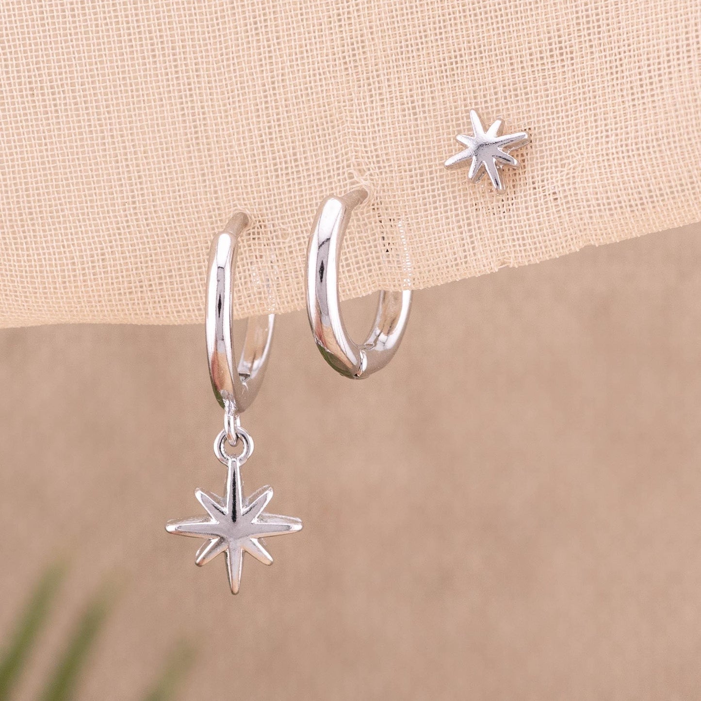 Celestial huggie hoop earrings set