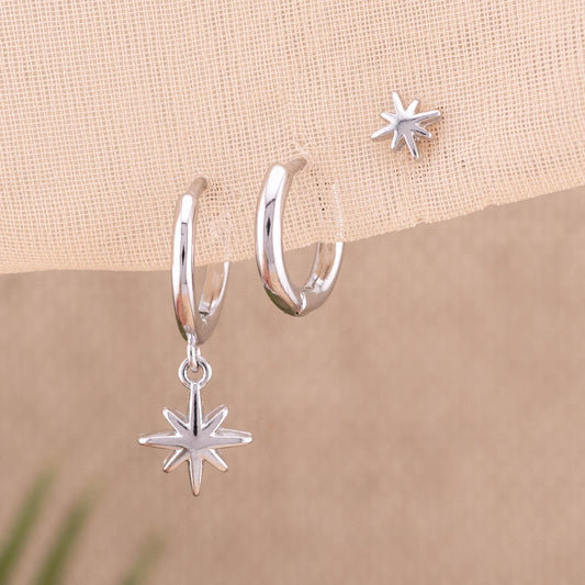 Celestial huggie hoop earrings set