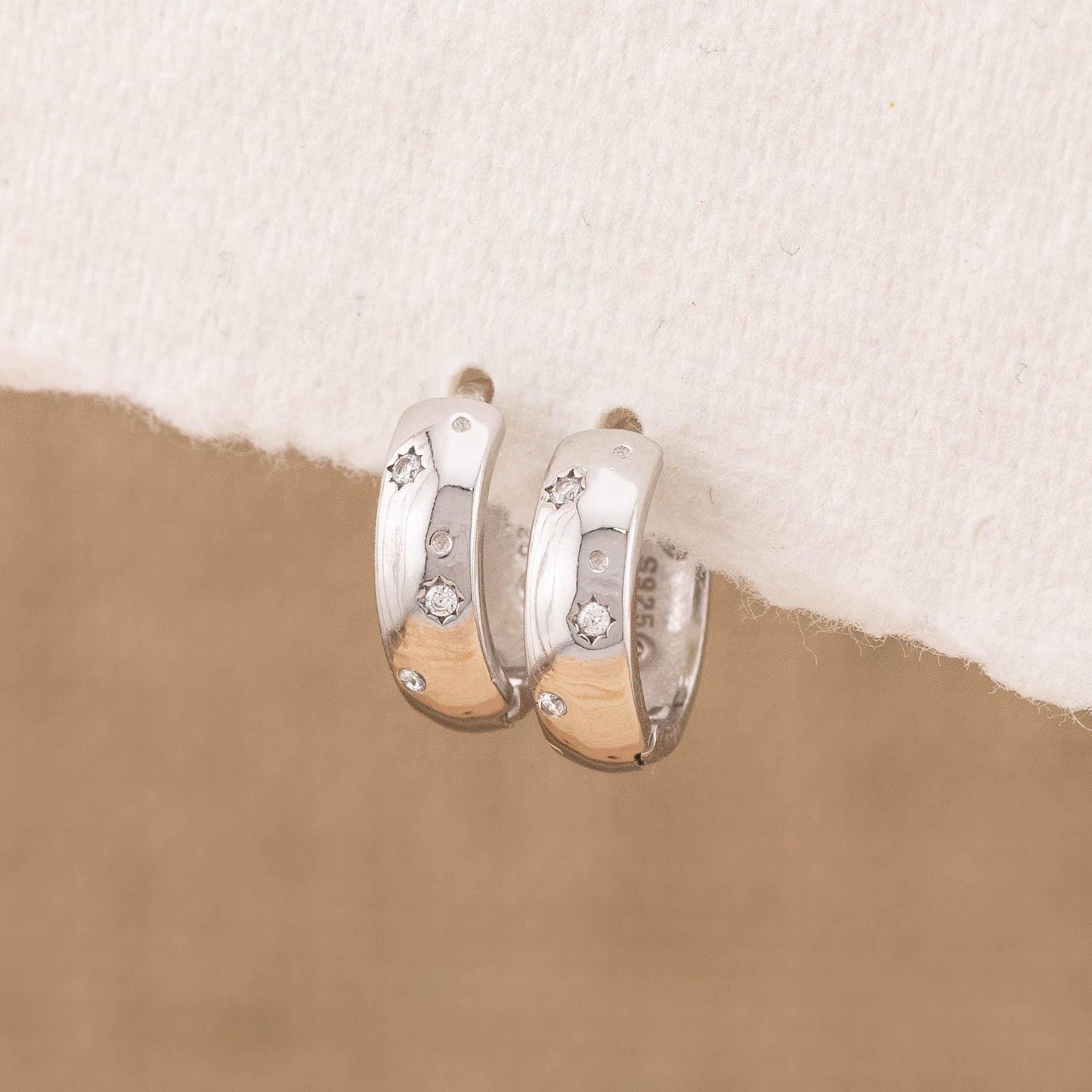 Gold celestial hoop huggies