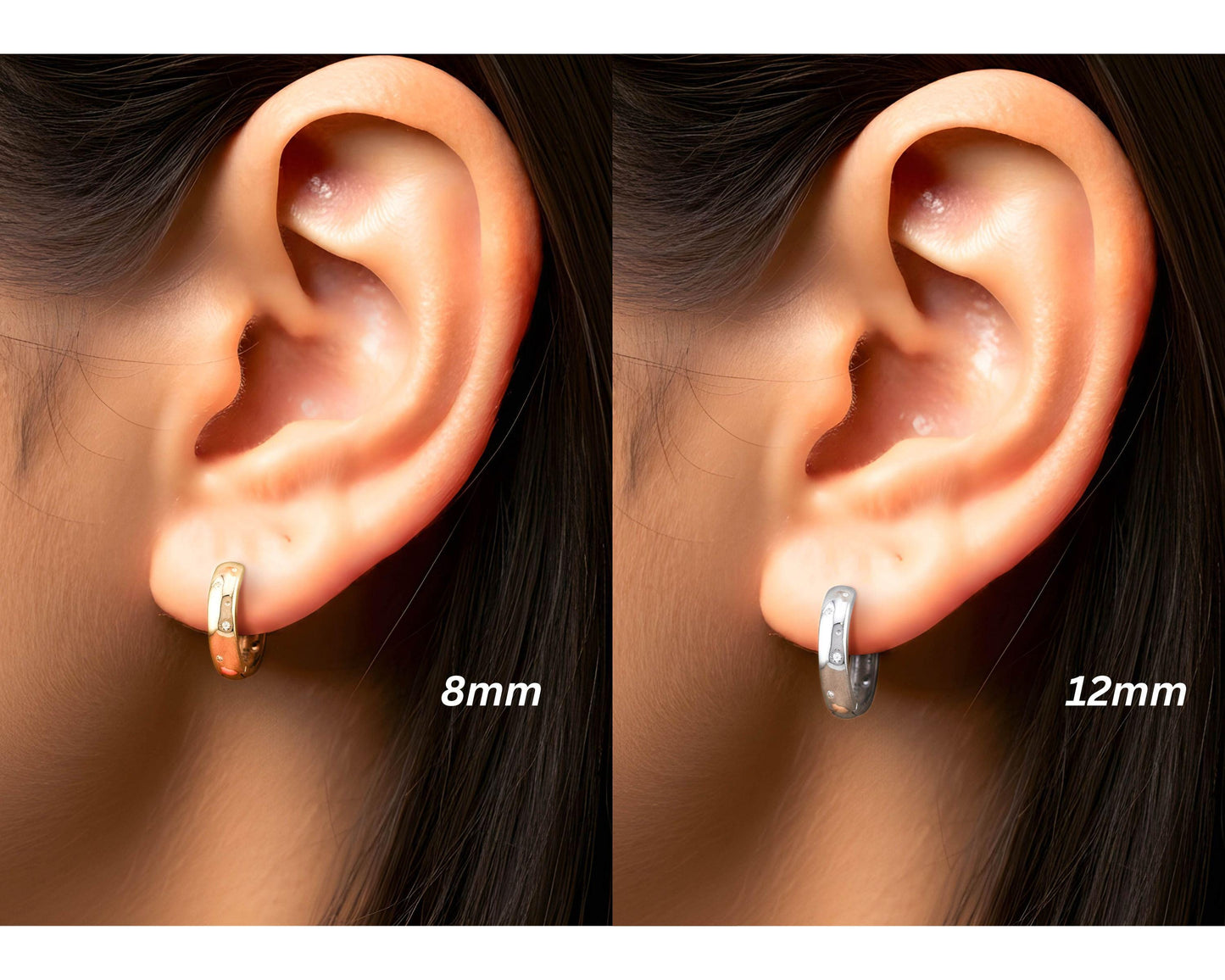 Gold celestial hoop huggies