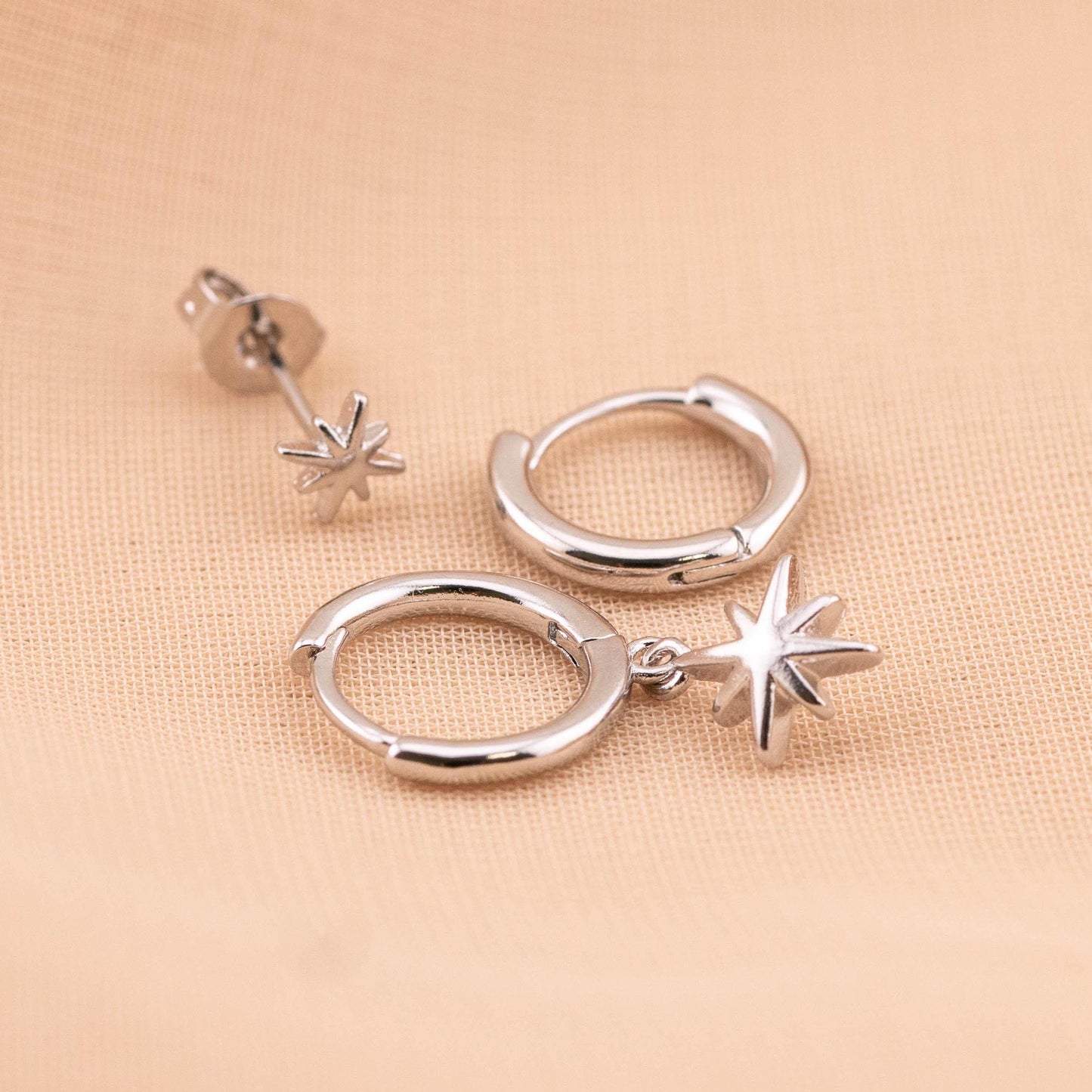 Celestial huggie hoop earrings set