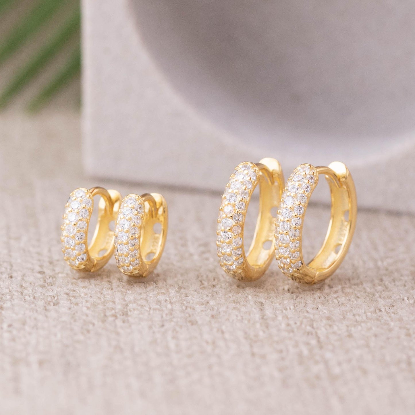 Thick pave small huggie hoops