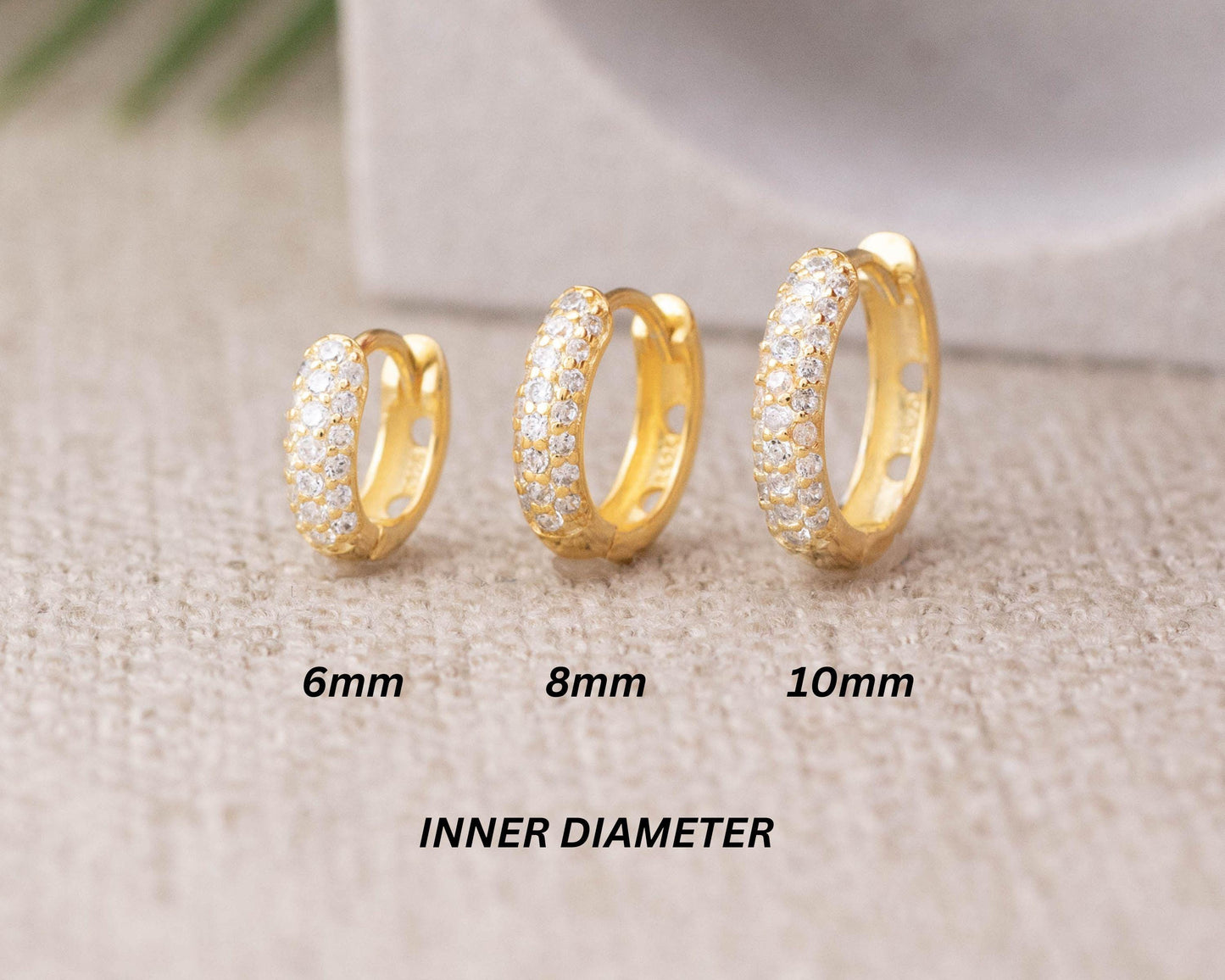 Thick pave small huggie hoops