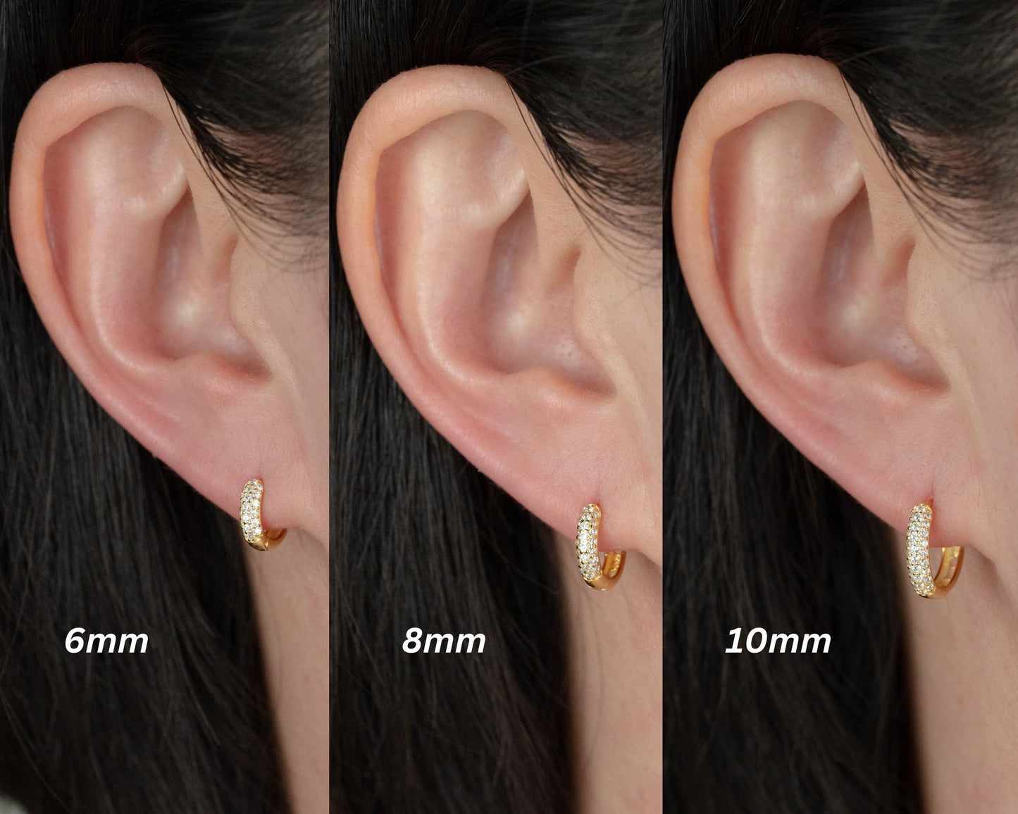 Thick pave small huggie hoops