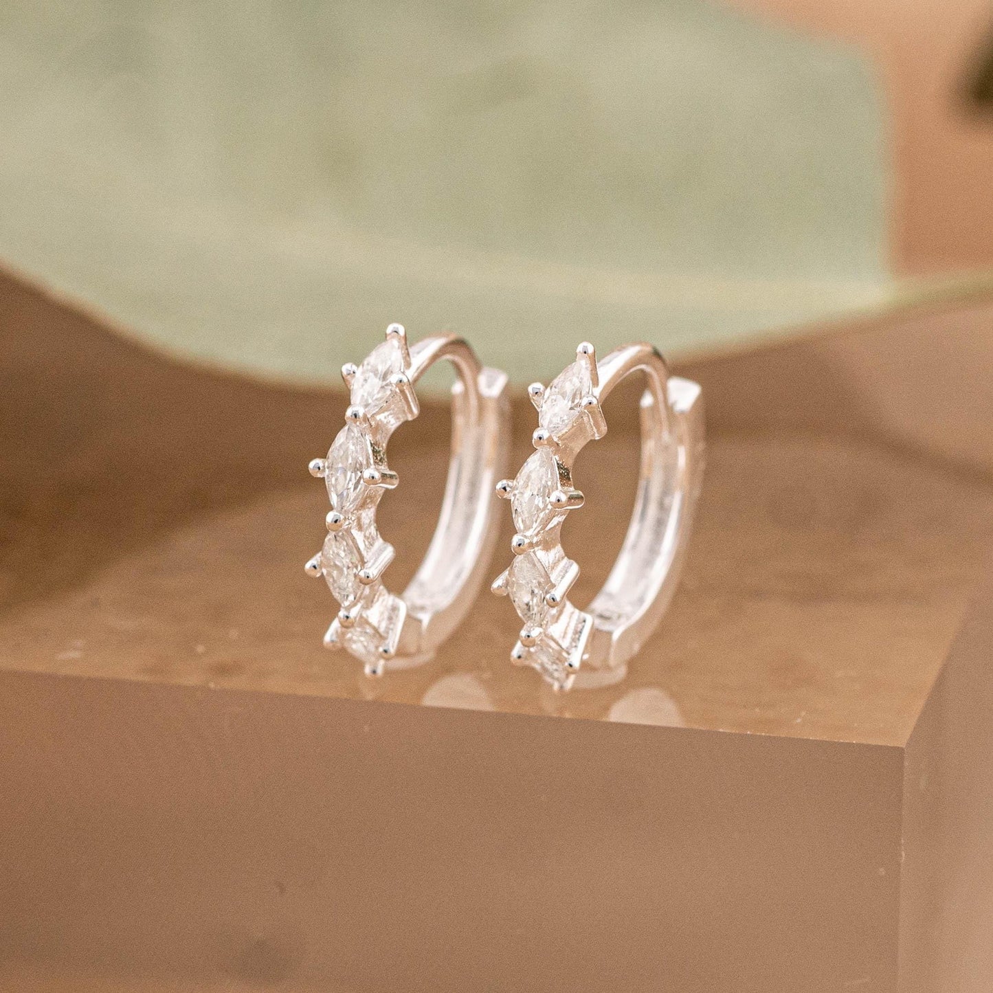 Diamond huggie hoop earrings